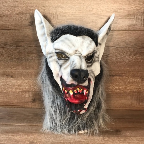 Werewolf Mask Costume Latex Halloween Full Pull On Faux Fur Head Unisex - Picture 2 of 10